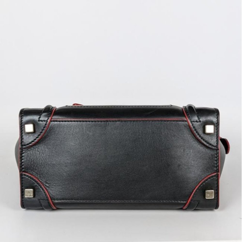 SOLD Celine Luggage Micro Black Red Calfskin Leather Tote - Picture 3 of 7